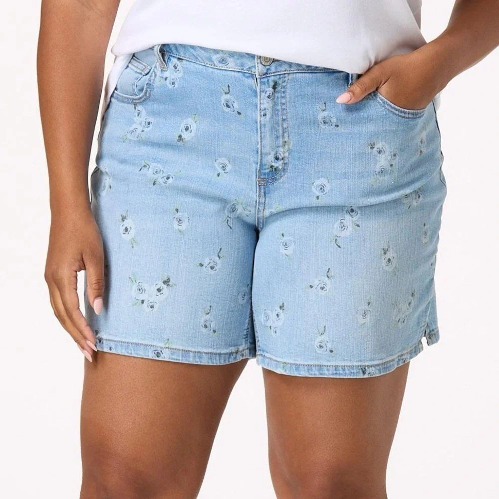 Cato | PLUS SIZE FLORAL PRINT DENIM SHORTS VARIOUS SIZES AVAILABLE